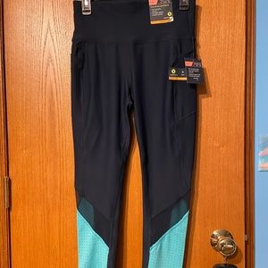 NWT Xersion 7/8 Navy/Teal Ankle Leggings